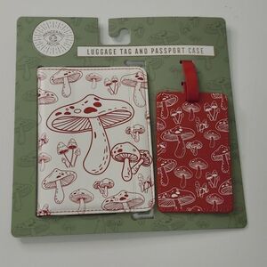 NEW MUSHROOM PASSPORT HOLDER WALLET + MATCHING LUGGAGE INTERNATIONAL TRAVEL NWT